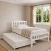 Picture of Miki Solid Hardwood King Single Bed with Pull-Out Trundle & 2 Pocket Spring Mattresses White