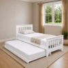 Picture of Cooper Solid Hardwood Single Bed with Pull-Out Trundle & 2 Pocket Spring Mattresses – White