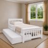 Picture of Cooper Solid Hardwood Single Bed with Pop-Up Trundle & 2 Pocket Spring Mattresses – White
