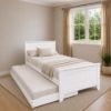 Picture of Emilia Solid Hardwood Single Bed with Pocket Spring Mattress White