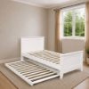 Picture of Emilia Solid Hardwood Single Bed with Pull-Out Trundle & 2 Pocket Spring Mattresses – White
