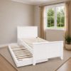 Picture of Emilia Solid Hardwood Single Bed with Pop-Up Trundle & 2 Pocket Spring Mattresses – White
