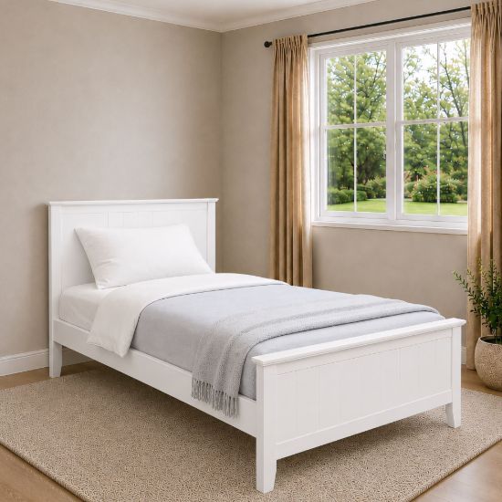Picture of Eddie Solid Hardwood King Single Bed with Pocket Spring Mattress – White