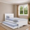 Picture of Eddie Solid Hardwood King Single Bed with Pocket Spring Mattress – White