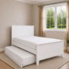 Picture of Eddie Solid Hardwood King Single Bed with Pull-Out Trundle and Two Pocket Spring Mattresses – White