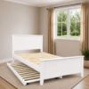 Picture of Eddie Solid Hardwood King Single Bed with Pull-Out Trundle and Two Pocket Spring Mattresses – White