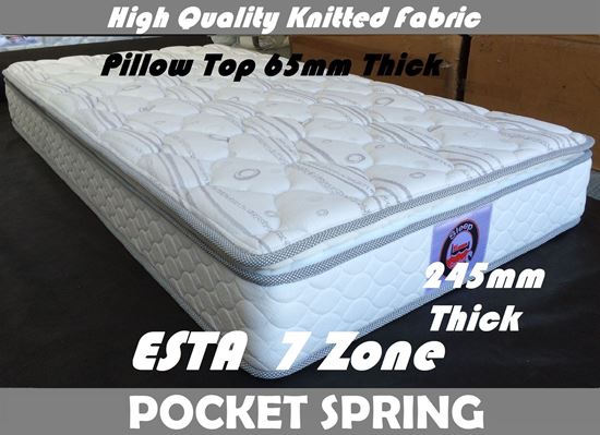 Picture of Esta  Single Mattress Pocket Spring  Thick Pillow Top 7 Zones with Surrounding Edge Structure