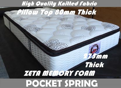 Picture of Zeta Double Mattress Pocket Spring Memory Foam Thick Pillow Top Surrounding Edge Structure