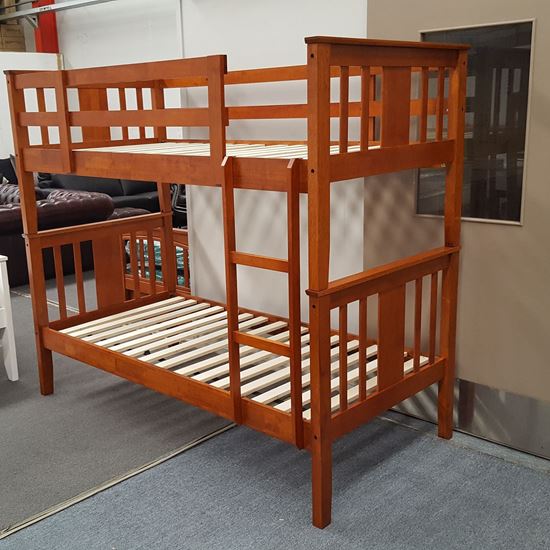 Picture of Holly King Single Bunk Bed Solid Hardwood Antique Oak Malaysian Made