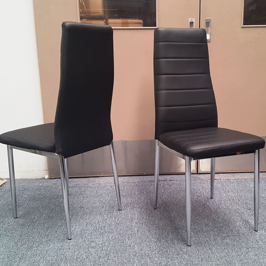 Picture of Mila Black PU Leather Dining Chair with Chrome Legs – Easy 4-Screw Assembly