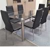 Picture of Melody Dining Table Clear Glass 1.5X0.9m with 6 Black Mila Dining Chair