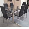 Picture of Melody Dining Table Clear Glass 1.3X0.8m with 6 Black Mila Dining Chair