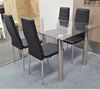 Picture of Melody Dining Table Clear Glass 1.3X0.8m with 4 Black Mila Dining Chair