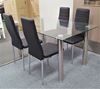 Picture of Melody Dining Table Clear Glass 1.5X0.9m with 4 Black Mila Dining Chair