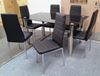 Picture of Melody Dining Table Black Glass 1.3X0.8m with 6 Black Mila Dining Chair