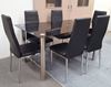 Picture of Melody Dining Table Black Glass 1.5X0.9m with 6 Black Mila Dining Chair