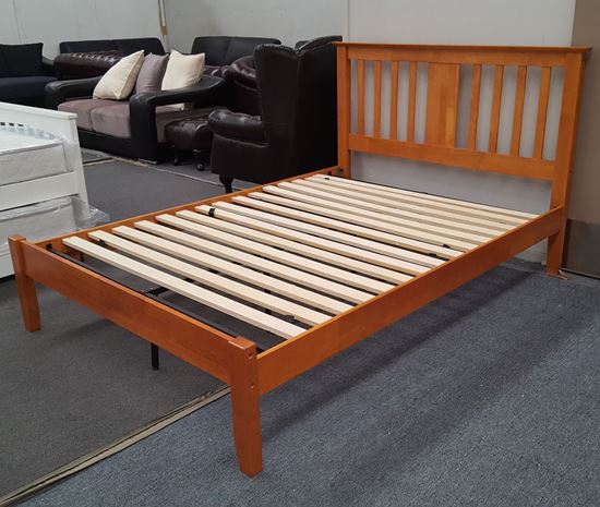 Picture of Grace Double Bed Solid Hardwood Honey Oak Malaysian Made