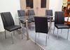 Picture of Melody Dining Table Clear Glass 1.5X0.9m with 6 Black Leo Dining Chair