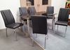 Picture of Melody Dining Table Black Glass 1.5X0.9m with 6 Black Leo Dining Chair