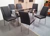 Picture of Levi Dining Table Glass 1.3X0.8m with 6 Black Leo Dining Chair