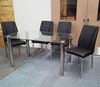 Picture of Melody Dining Table Clear Glass 1.5X0.9m with 4 Black Leo Dining Chair