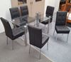 Picture of Melody Dining Table Clear Glass 1.5X0.9m with 6 Black Nobel Dining Chair