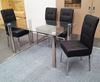 Picture of Melody Dining Table Clear Glass 1.5X0.9m with 4 Black Nobel Dining Chair