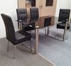 Picture of Melody Dining Table Black Glass 1.5X0.9m with 4 Black Nobel Dining Chair