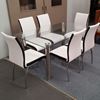 Picture of Melody Dining Table Clear Glass 1.3X0.8m with 6 White Emma Dining Chair