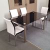 Picture of Melody Dining Table Black Glass 1.3X0.8m with 4 White Emma Dining Chair
