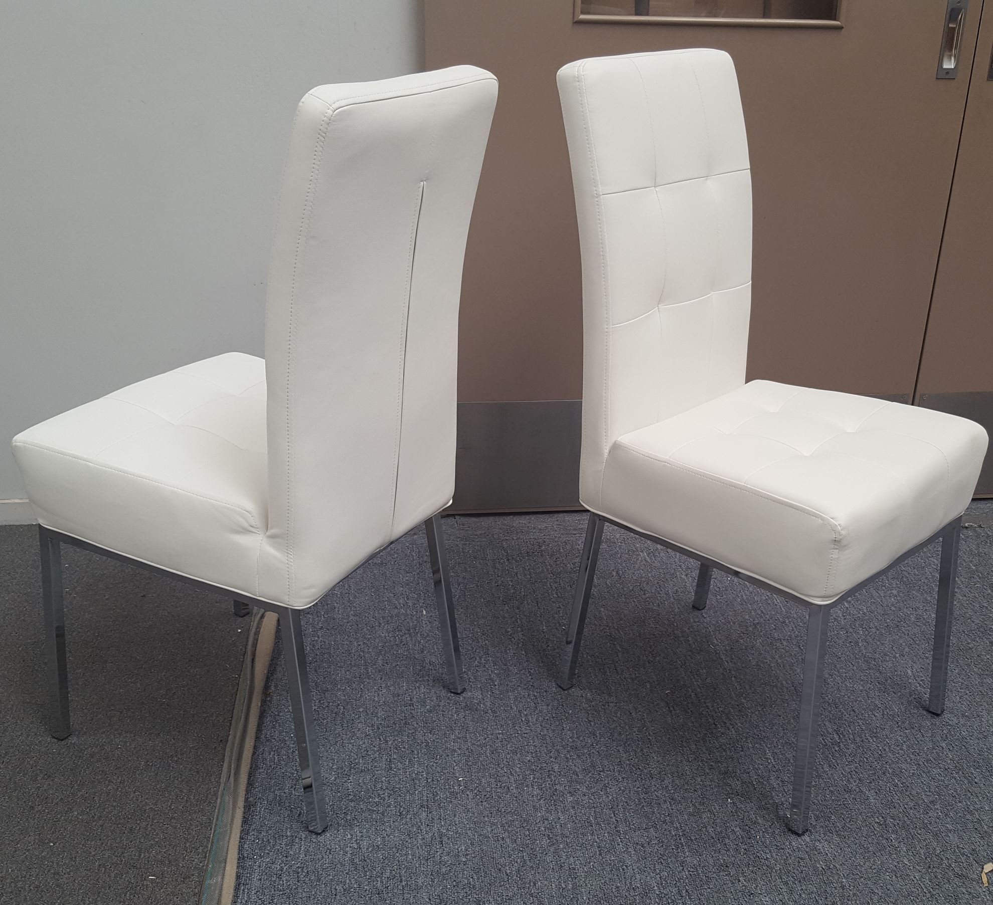 Nobel Dining Chair White Pu Leather, White Leather Parsons Chairs