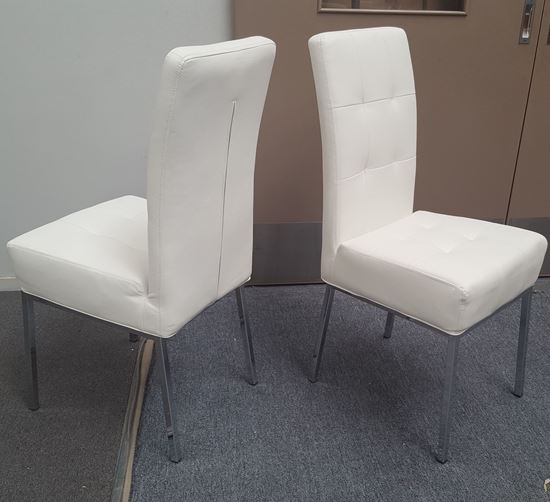 Picture of Nobel Dining Chair White PU Leather Chrome Legs Semi Assembled
