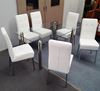 Picture of Melody Dining Table Clear Glass 1.5X0.9m with 6 White Nobel Dining Chair