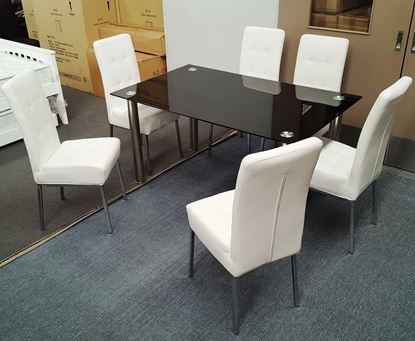 Furniture Place NZ: Dining Tables Tempered Glass with 6 Dining Chairs