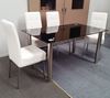 Picture of Melody Dining Table Black Glass 1.3X0.8m with 4 White Nobel Dining Chair