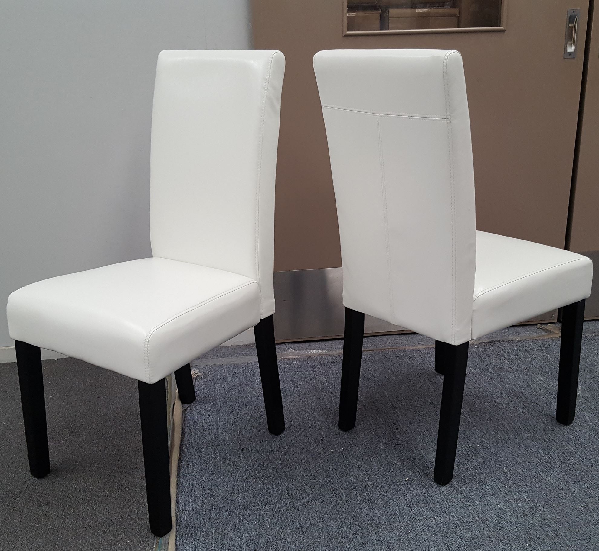 White pu leather top dining chairs