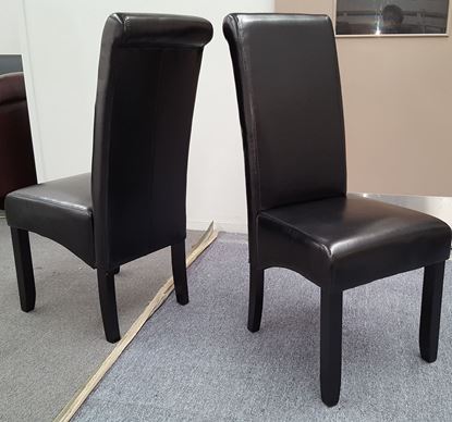 Picture of Vera Black PU Leather Dining Chair with Dark Wooden Legs