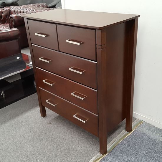 Picture of Jessica Tallboy 5 Drawer Fully Assembled Luxurious Look Wenge Malaysian Made