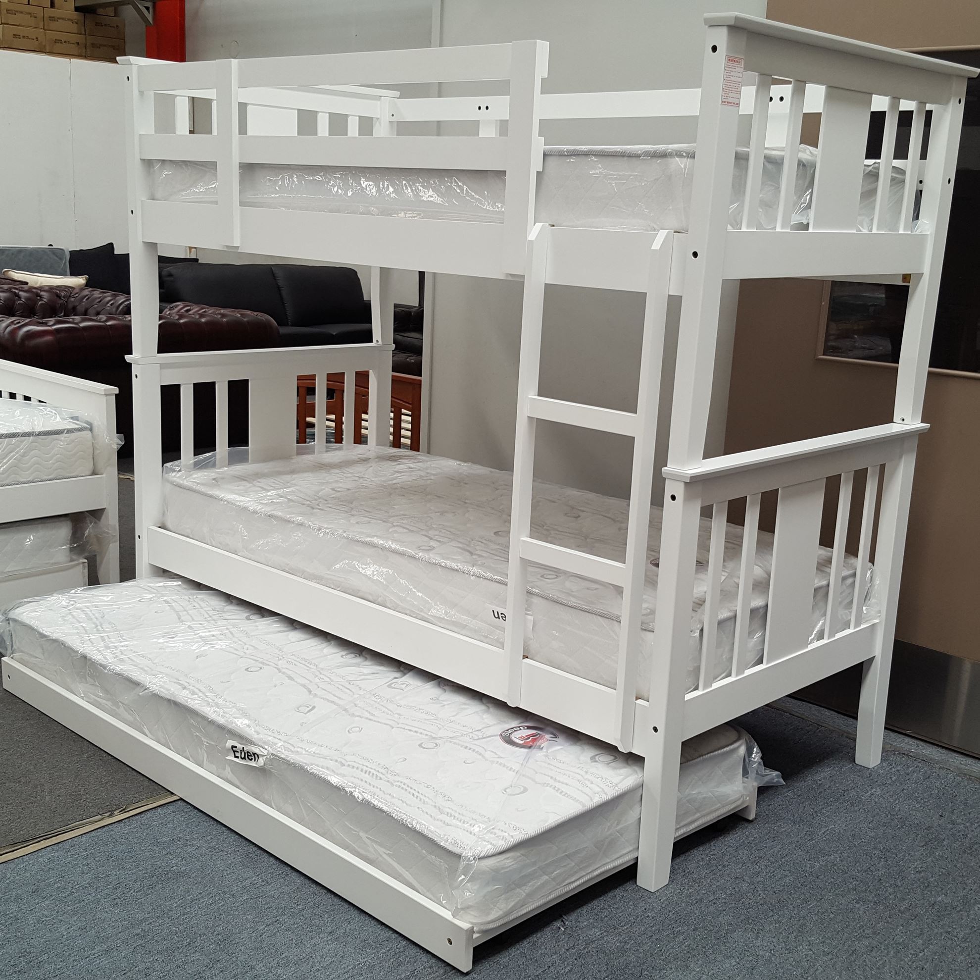 Holly King Single Bunk Bed, White Bunk Beds With Pull Out Bed