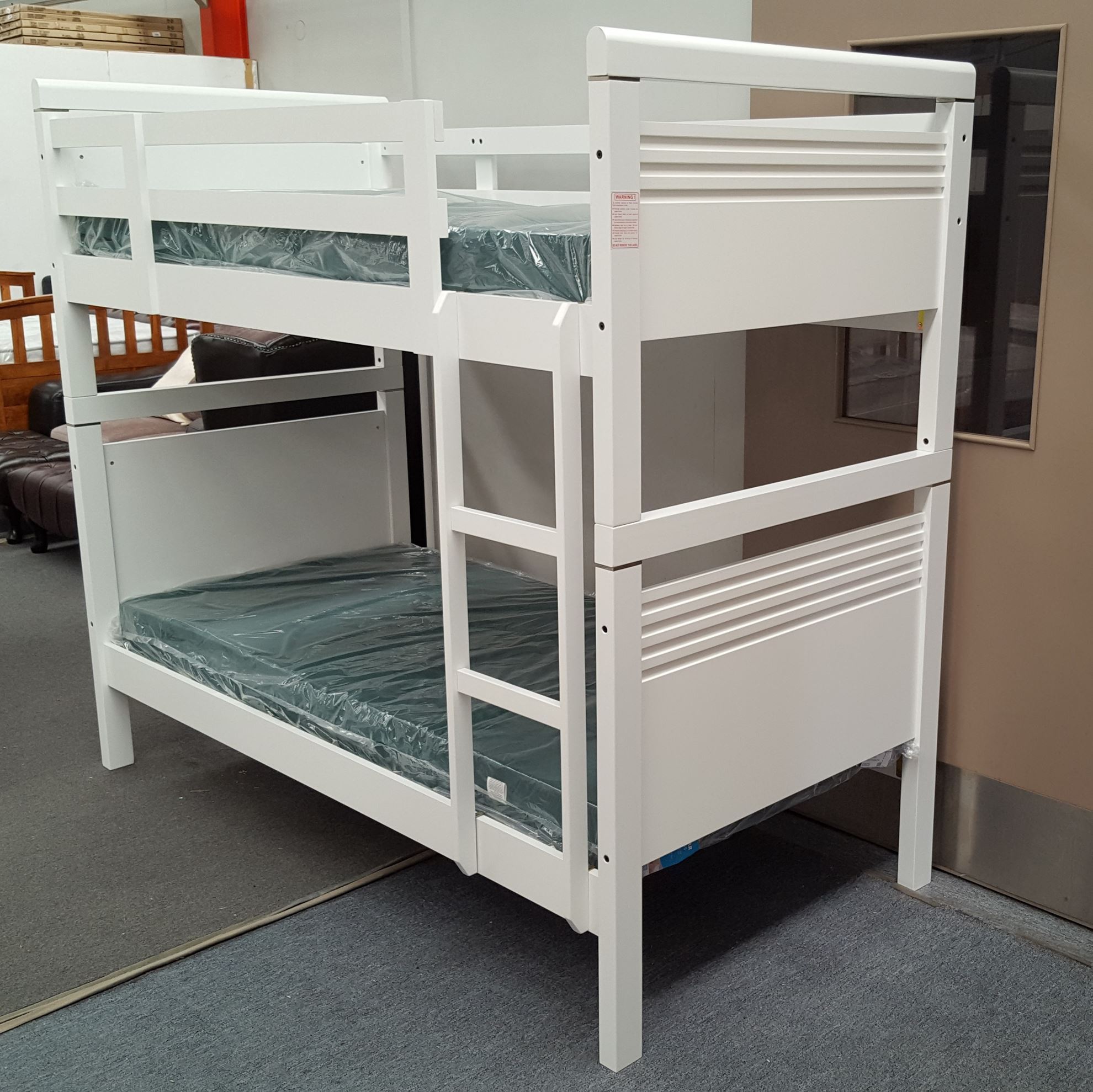 cheap white bunk beds with mattresses