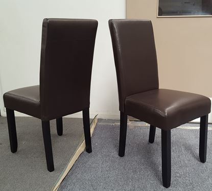 Picture of Zoe Brown PU Leather Dining Chair with Dark Wooden Legs