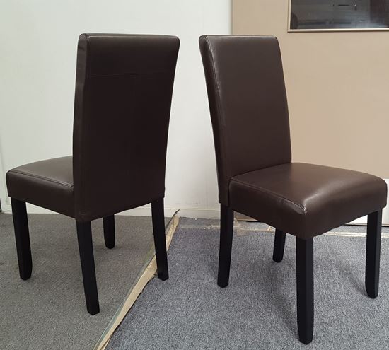 Picture of Zoe Brown PU Leather Dining Chair with Dark Wooden Legs