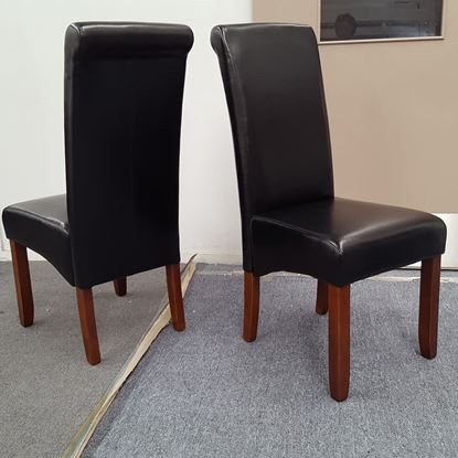 Picture of Vera Dining Chair Black PU Leather Antique Oak Legs