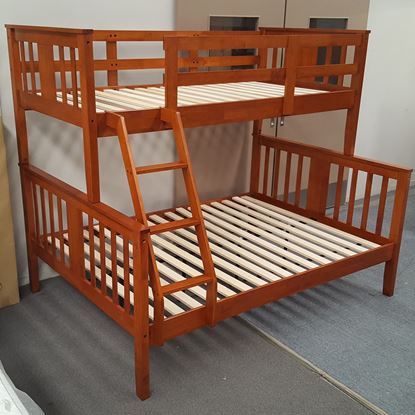 Picture of Holly Double Bunk Bed Solid Hardwood Antique Oak Colour Malaysian Made