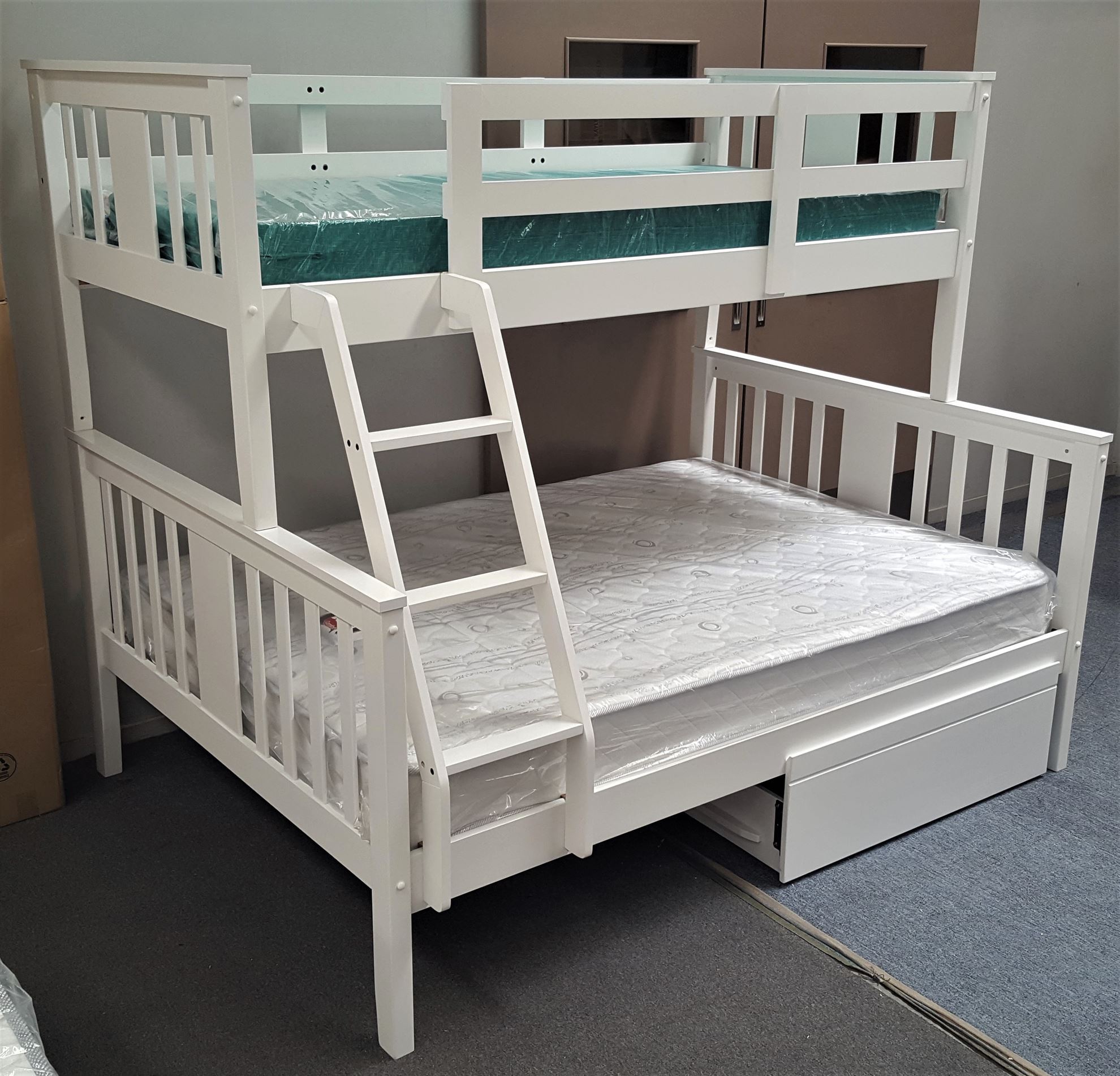 Holly Double Single Bunk Bed, Double Mattress Bunk Bed