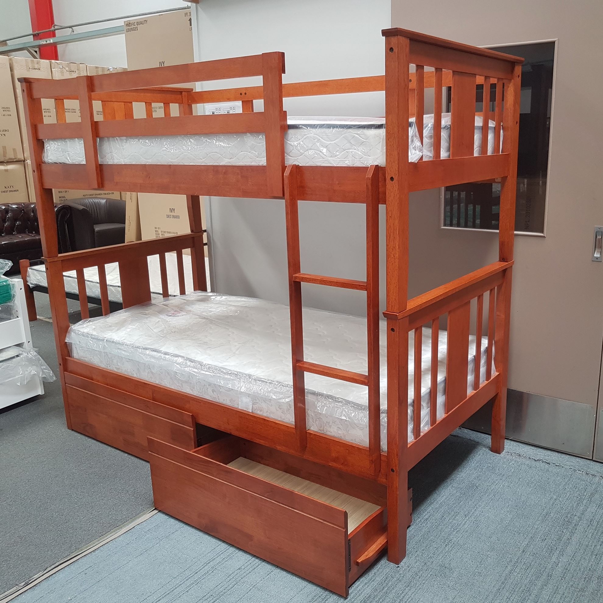 Furniture Place NZ Holly King Single Bunk Bed with Mattresses Solid
