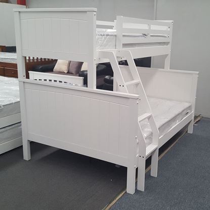 Emily Higher Grade Solid Hardwood Bunk Bed with Mattresses in Double Single Size and White Finish – Premium Durable Design