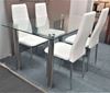 Picture of Melody Dining Table Clear Glass 1.3X0.8m with 4 White Mila Dining Chair