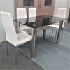 Picture of Melody Dining Table Black Glass 1.3X0.8m with 4 White Mila Dining Chair