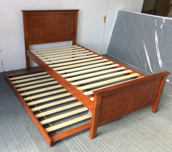 Picture of Eddie Single Bed with Trundle Solid Hardwood Oak Malaysian